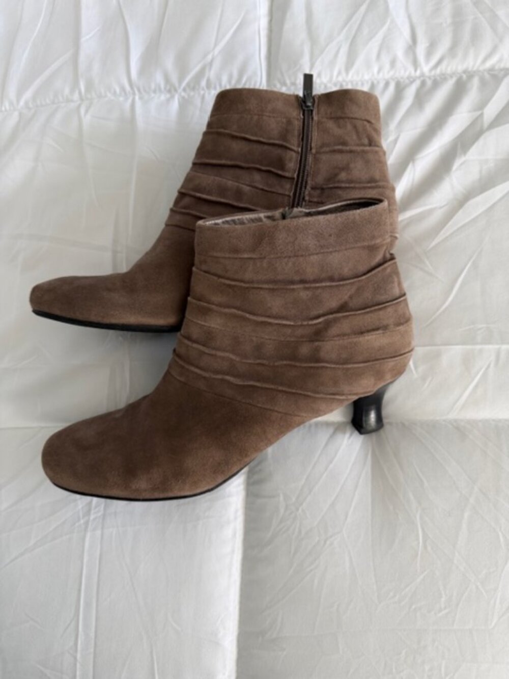 Taupe Ankle Zip Boots